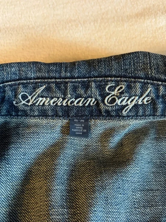 American Eagle Outfitters Medium Blue Denim Jacket 100% Cotton - Picture 6 of 8